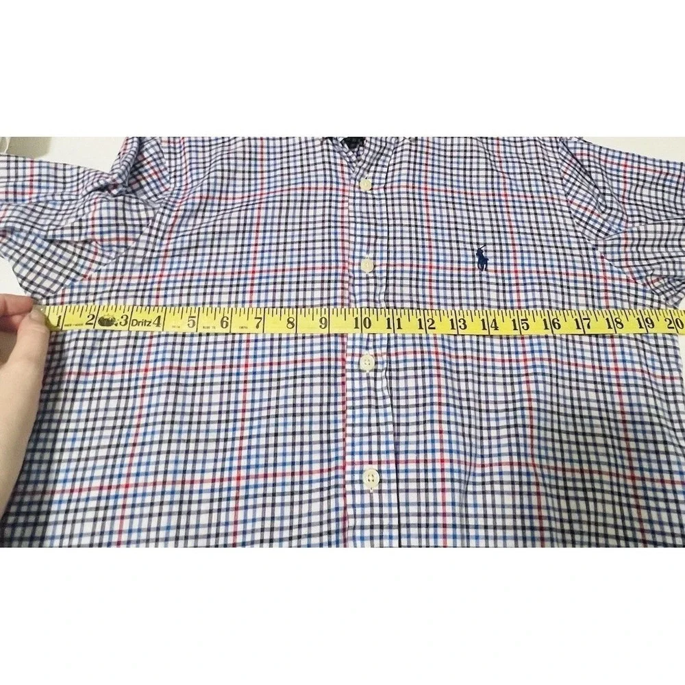 Polo Ralph Lauren Mens Size S Cotton Gingham Check Black/ Blue/ Red Dress Shirt